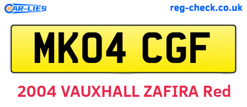 MK04CGF are the vehicle registration plates.