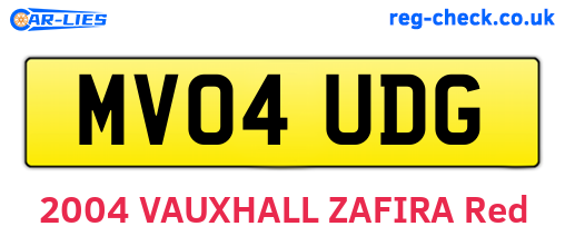 MV04UDG are the vehicle registration plates.