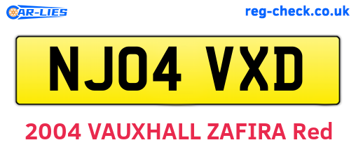 NJ04VXD are the vehicle registration plates.