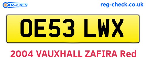 OE53LWX are the vehicle registration plates.
