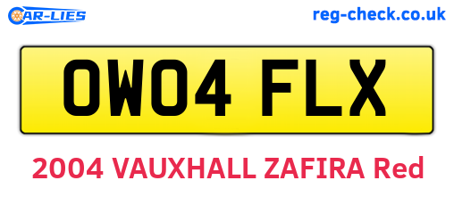 OW04FLX are the vehicle registration plates.