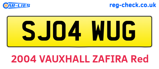 SJ04WUG are the vehicle registration plates.