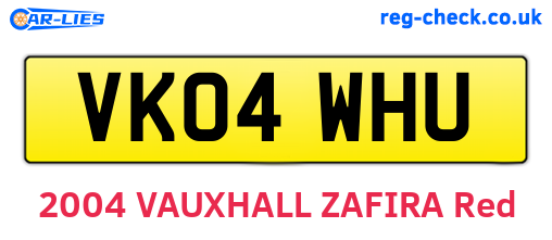 VK04WHU are the vehicle registration plates.