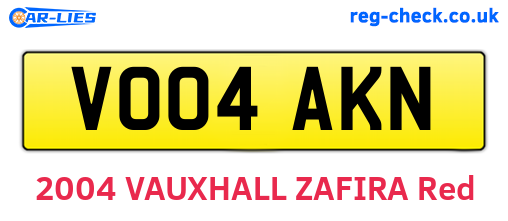 VO04AKN are the vehicle registration plates.