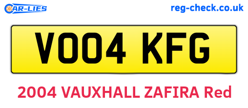 VO04KFG are the vehicle registration plates.