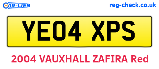 YE04XPS are the vehicle registration plates.