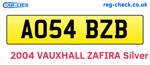 AO54BZB are the vehicle registration plates.