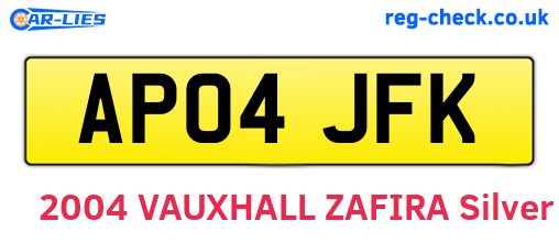 AP04JFK are the vehicle registration plates.