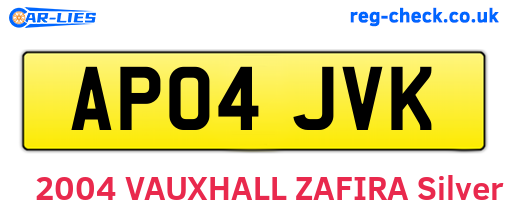 AP04JVK are the vehicle registration plates.