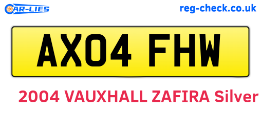 AX04FHW are the vehicle registration plates.