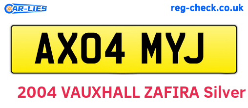 AX04MYJ are the vehicle registration plates.
