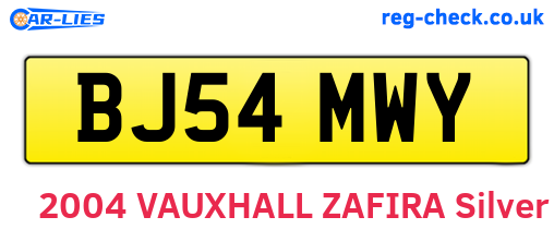 BJ54MWY are the vehicle registration plates.