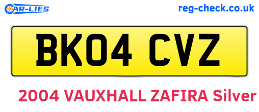 BK04CVZ are the vehicle registration plates.