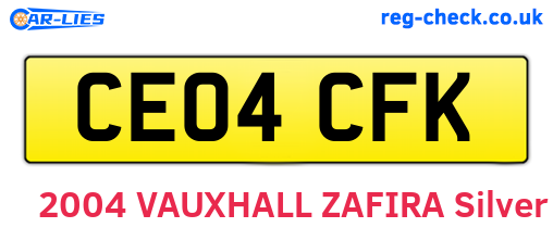 CE04CFK are the vehicle registration plates.