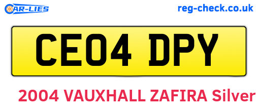 CE04DPY are the vehicle registration plates.
