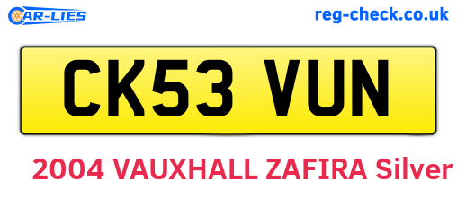 CK53VUN are the vehicle registration plates.