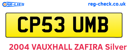 CP53UMB are the vehicle registration plates.