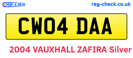 CW04DAA are the vehicle registration plates.