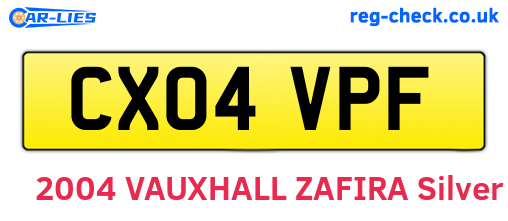 CX04VPF are the vehicle registration plates.
