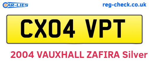 CX04VPT are the vehicle registration plates.