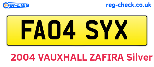FA04SYX are the vehicle registration plates.