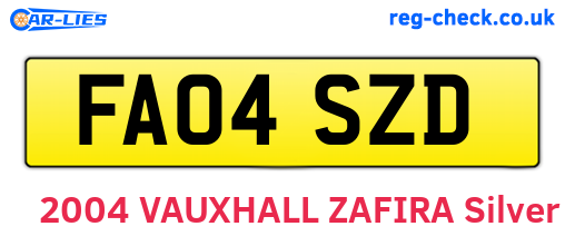 FA04SZD are the vehicle registration plates.