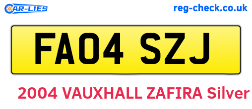 FA04SZJ are the vehicle registration plates.