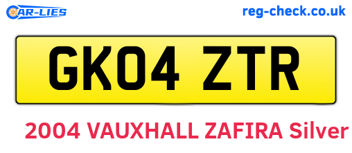 GK04ZTR are the vehicle registration plates.