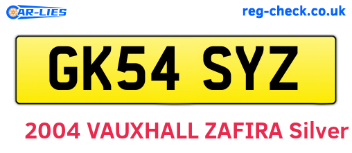 GK54SYZ are the vehicle registration plates.