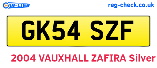 GK54SZF are the vehicle registration plates.