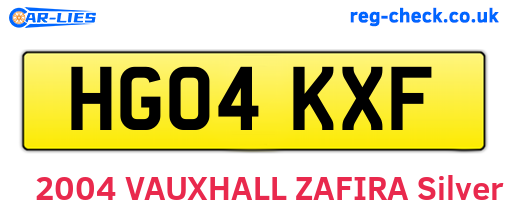 HG04KXF are the vehicle registration plates.