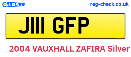 J111GFP are the vehicle registration plates.