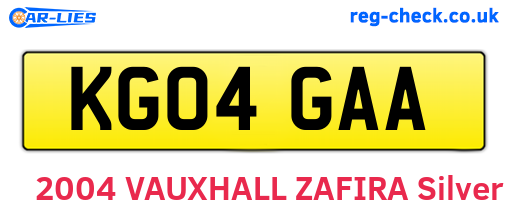 KG04GAA are the vehicle registration plates.