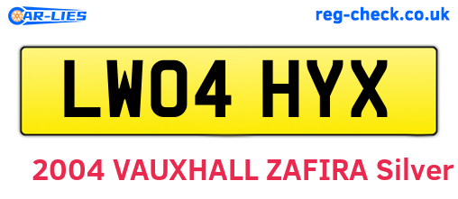 LW04HYX are the vehicle registration plates.