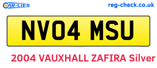 NV04MSU are the vehicle registration plates.