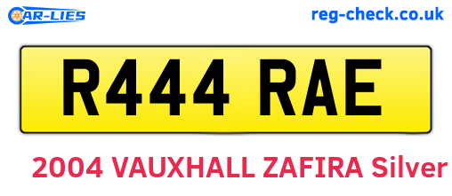 R444RAE are the vehicle registration plates.