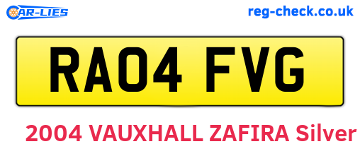 RA04FVG are the vehicle registration plates.