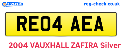 RE04AEA are the vehicle registration plates.