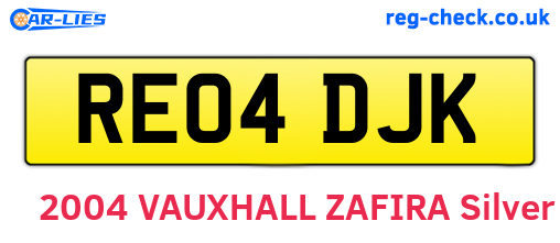 RE04DJK are the vehicle registration plates.