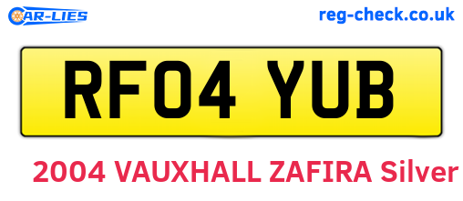 RF04YUB are the vehicle registration plates.