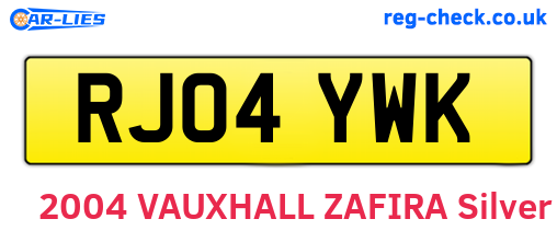 RJ04YWK are the vehicle registration plates.