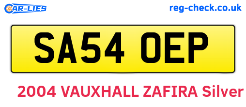 SA54OEP are the vehicle registration plates.