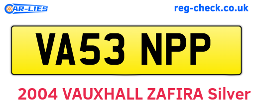 VA53NPP are the vehicle registration plates.