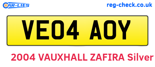 VE04AOY are the vehicle registration plates.