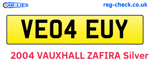 VE04EUY are the vehicle registration plates.