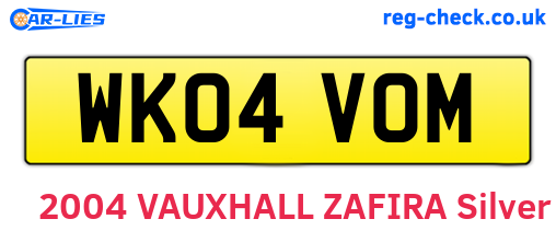 WK04VOM are the vehicle registration plates.