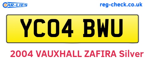YC04BWU are the vehicle registration plates.