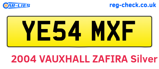 YE54MXF are the vehicle registration plates.
