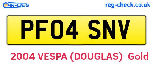 PF04SNV are the vehicle registration plates.