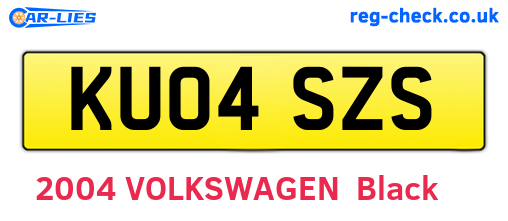 KU04SZS are the vehicle registration plates.